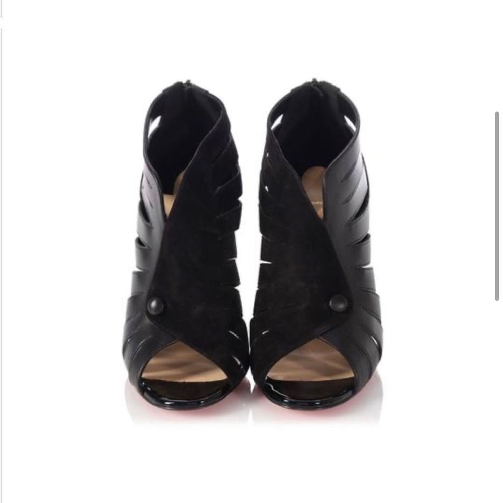 Christian Louboutin Black Suede & Leather Toot Mignonne 100 sandals size EU 37